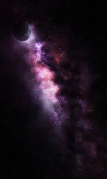Abstract space illustration, 3d image, planet in space in the pholetic star r Stock Illustration