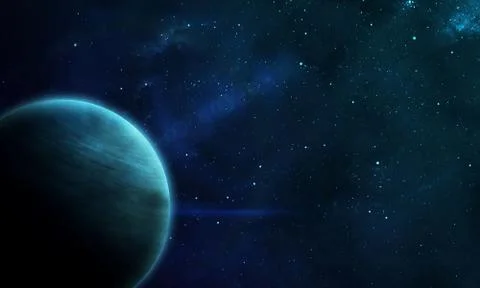 Abstract space illustration, 3d image, planet in the nebula i shine Stock Illustration