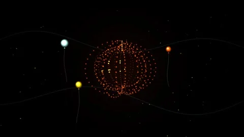 Abstract space illustration featuring glowing celestial spheres and digital.. Stock Footage 346062887