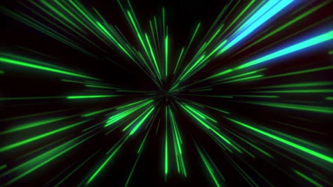 Abstract space loop with green line and blue light. Motion graphic isolated on b Stock Footage 145214096