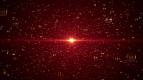 Abstract space motion graphics with bright light and golden metal elements Stock Footage 282662161