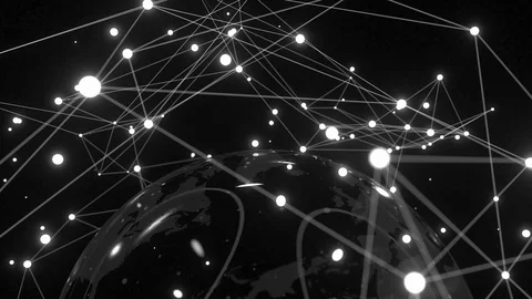 Abstract space network over Earth. Seamless loop Stock Footage 94440580