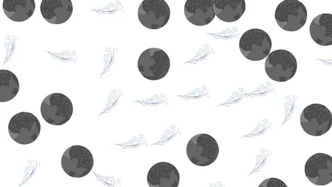 Abstract Space Object Pattern with Stylized Planets and Celestial Body Elements Stock Footage 346186215