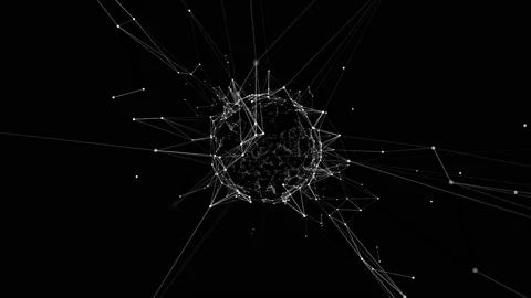 Abstract space polygonal mesh forms a sphere. Seamless loop. Stock Footage 126543014