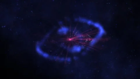 Abstract Space Ring With Blue Nebula And Pink Core, Cosmic Energy Halo Stockbeeldmateriaal 317556673