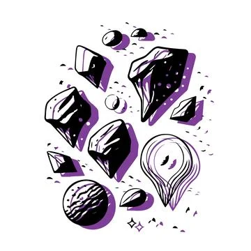 Abstract Space Rocks and Planets Illustration. Concept of cosmic, universe,.. イラスト素材
