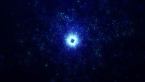 Abstract space scene with animation of glowing particles emitting beams Stock Footage 252275453