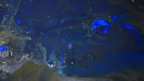 Abstract space scene of blue ink getting mixed Stock Footage 85671544