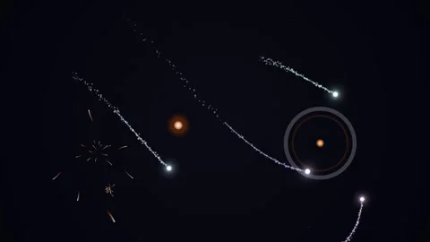 Abstract Space Scene with Glowing Orbs and Particle Trails Stock Footage 332043939