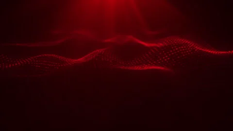 Abstract space sci-fi bright glowing waves with red color particles. Stock Footage 256239188