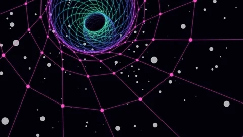 Abstract Space Tunnel with Geometric Lines and Spheres 库存影片 331592821