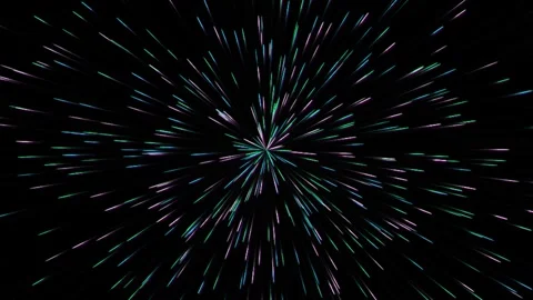 Abstract space warp motion with glowing neon lines over black background fo.. Stock Footage 342549218