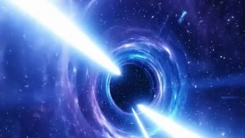Abstract space wormhole travel through a glowing blue vortex Stock-Footage 336049224