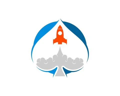 Abstract spade with rocket gliding inside Stock Illustration
