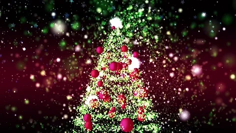 Abstract Sparkling Christmas Tree with Red Ornaments and Glitter Vídeo Stock 320274309
