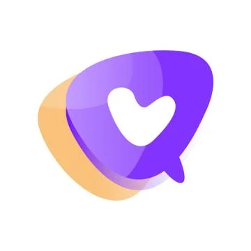 Abstract speech bubble cloud with heart inside. Lovely and romantic sticker イラスト素材