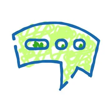 Abstract speech bubble doodle with green scribbles messaging Stock Illustration