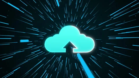 Abstract speed data flow line to cloud icon, Cloud computing and Big data Видео 346434376