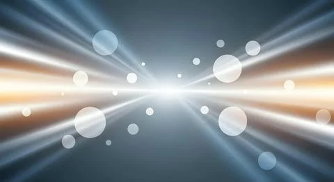 Abstract speed light rays and bokeh circles background in blue orange gradi.. 스톡 일러스트
