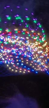 Abstract speed lighting night motion multiple colors with black background. Foto stock