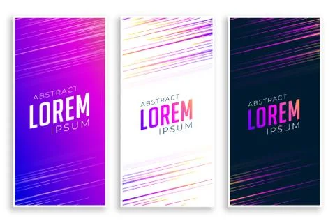 Abstract speed lines banners set Stock Illustration
