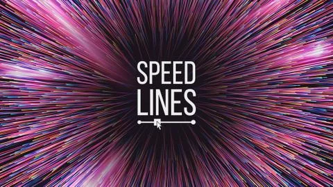 Abstract Speed Lines Vector. Motion Effect. Motion Background. Glowing Neon Stock Illustration