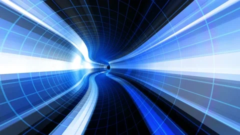 Abstract speed motion in a blue virtual reality tunnel Stock Footage 115067463
