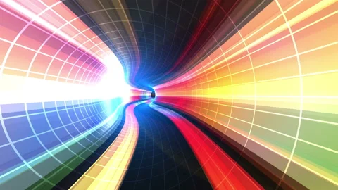 Abstract speed motion in a colorful virtual reality tunnel Stock Footage 115067415