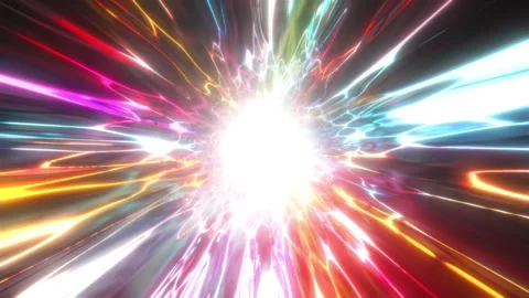 Abstract speed tunnel. 3D animation of a flight through a bright space tunnel. Stock Footage 306239616