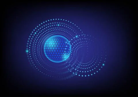 Abstract sphere and dot circle technology background. Illustrazione stock