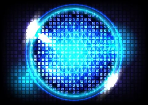 Abstract sphere and geometric background. Blue light on round placeholder イラスト素材