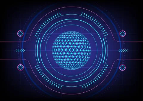 Abstract sphere and network connection on technology background. Stock Illustration