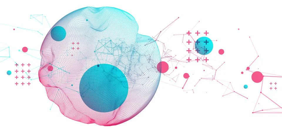 Abstract sphere background with plexus effect. 3D surface. Stock Illustration