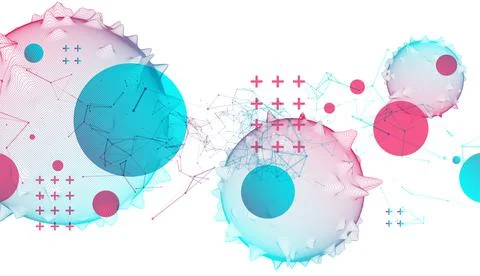 Abstract sphere background with plexus effect. 3D surface. Stock Illustration