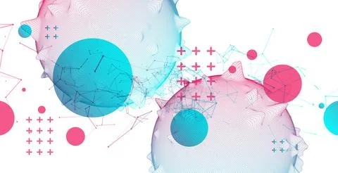 Abstract sphere background with plexus effect. 3D surface. Stock Illustration