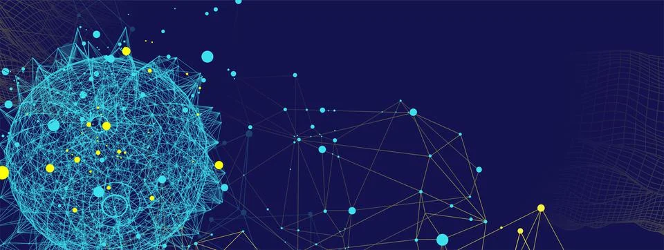 Abstract sphere background with plexus effect. 3D surface. Stock Illustration