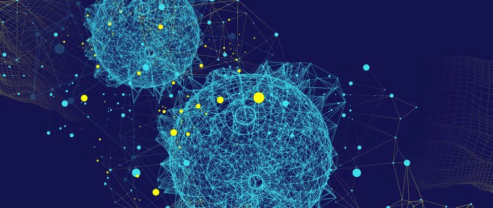 Abstract sphere background with plexus effect. 3D surface. Stock Illustration