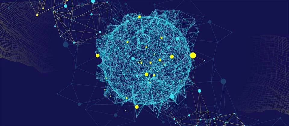 Abstract sphere background with plexus effect. 3D surface. Stock Illustration