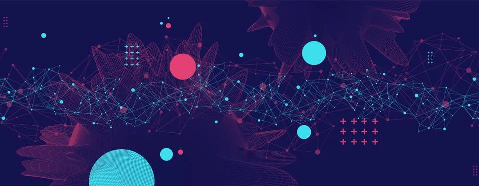 Abstract sphere background with plexus effect. 3D surface. Stock Illustration