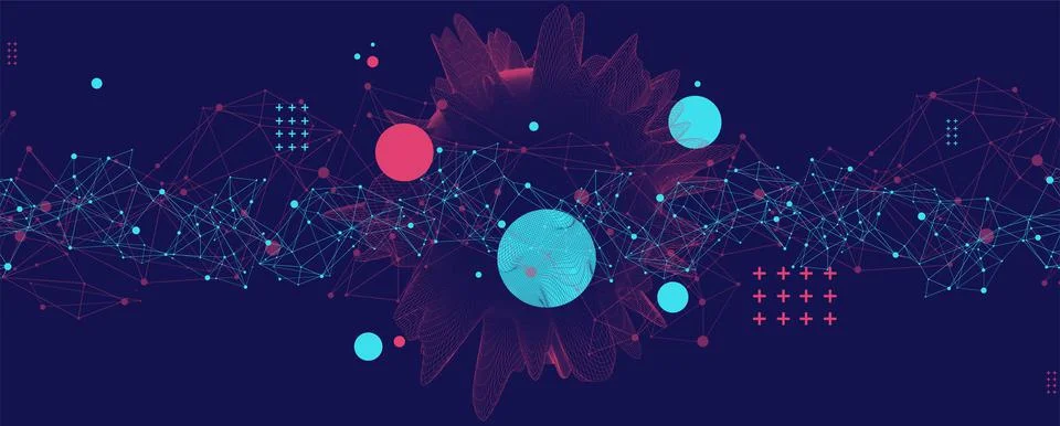 Abstract sphere background with plexus effect. 3D surface. Stock Illustration