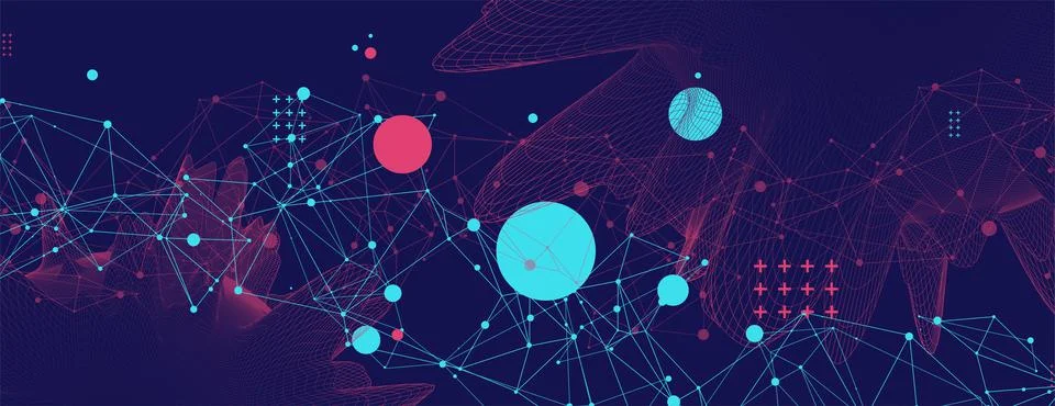 Abstract sphere background with plexus effect. 3D surface. Stock Illustration