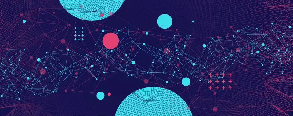 Abstract sphere background with plexus effect. 3D surface. Stock Illustration