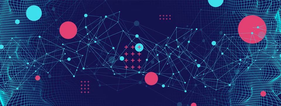 Abstract sphere background with plexus effect. 3D surface. Stock Illustration