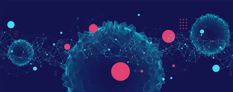 Abstract sphere background with plexus effect. 3D surface. Stock Illustration