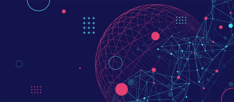 Abstract sphere background with plexus effect. 3D surface. Stock Illustration
