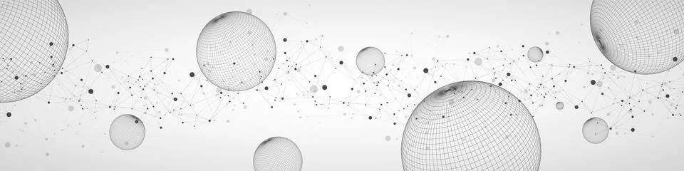 Abstract sphere background with plexus effect. 3D surface. Vector illustratio Stock Illustration