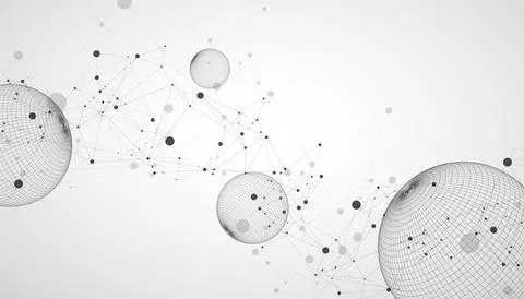 Abstract sphere background with plexus effect. 3D surface. Vector illustratio Stock Illustration