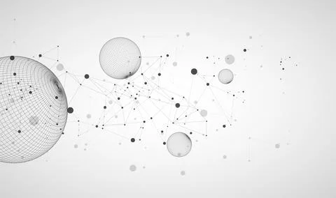 Abstract sphere background with plexus effect. 3D surface. Vector illustratio Illustrazione stock