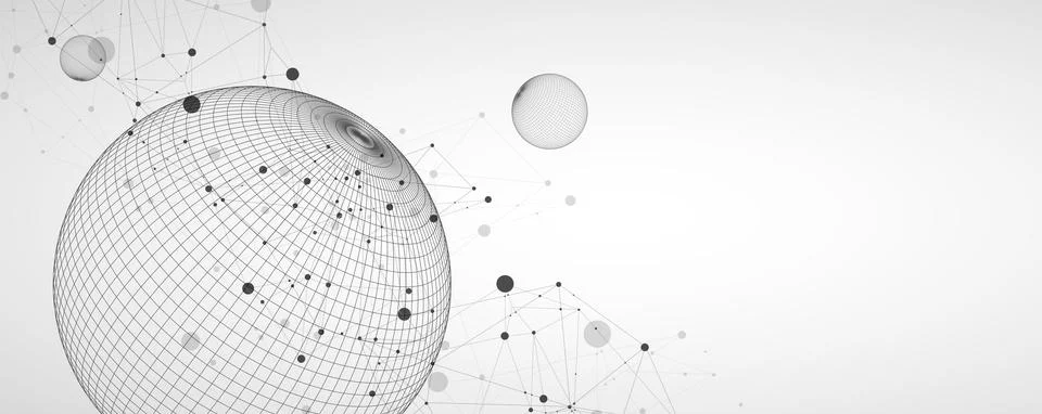 Abstract sphere background with plexus effect. 3D surface. Vector illustratio Stock Illustration