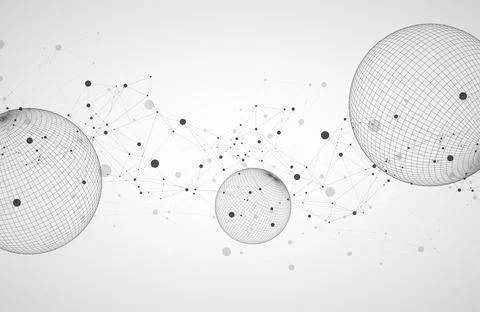 Abstract sphere background with plexus effect. 3D surface. Vector illustratio イラスト素材